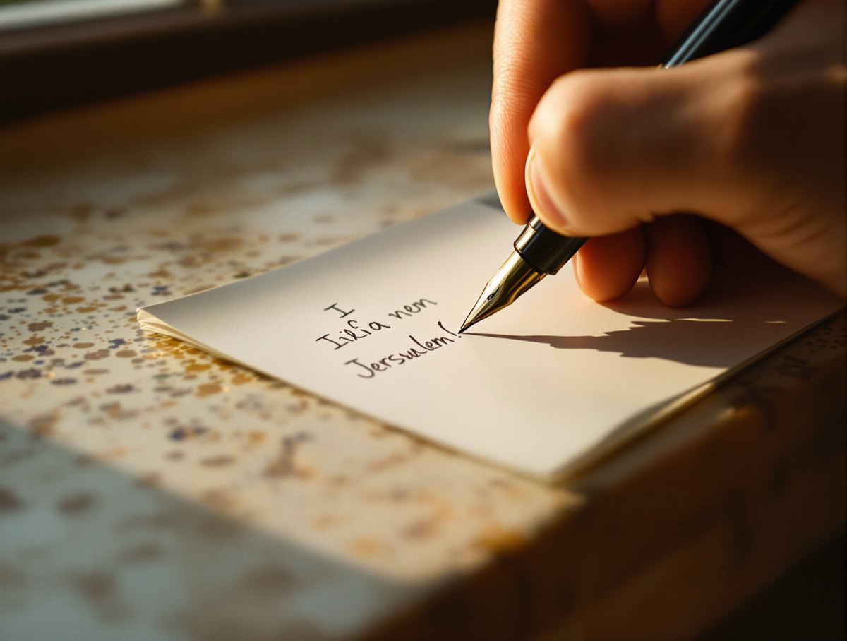 A hand writing a note